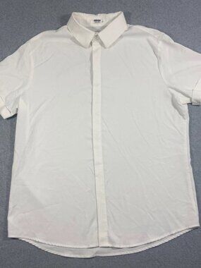 COOFANDY Men XL White Short Sleeve Button Down Shirt